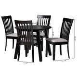 Baxton Studio Nina Modern Grey Fabric and Espresso Brown Finished Wood 5-Piece Dining Set