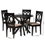 Baxton Studio Sanne Modern Beige Fabric and Espresso Brown Finished Wood 5-Piece Dining Set