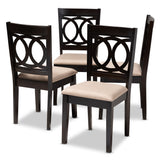 Lenoir Modern Contemporary Fabric Upholstered Brown Finished Wood Dining Chair (Set of 4)
