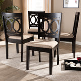 Baxton Studio Lenoir Modern and Contemporary Sand Fabric Upholstered Espresso Brown Finished Wood Dining Chair Set of 4