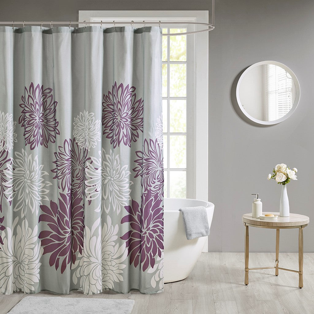 madison park essentials maible transitional 100 polyester print floral shower curtain