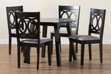 Baxton Studio Louisa Modern Grey Fabric and Dark Brown Finished Wood 5-Piece Dining Set