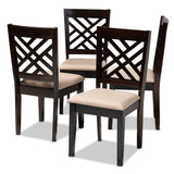 Caron Modern and Contemporary Fabric Upholstered Espresso Brown Finished Wood Dining Chair Set of 4