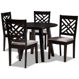 Lilly Modern and Contemporary Fabric Upholstered Wood 5-Piece Dining Set