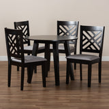 Baxton Studio Lilly Modern and Contemporary Grey Fabric Upholstered and Dark Brown Finished Wood 5-Piece Dining Set