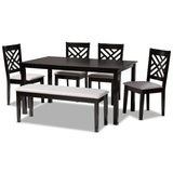 Gustavo Modern and Contemporary Fabric Upholstered 6-Piece Dining Set