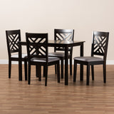 Baxton Studio Caron Modern and Contemporary Gray Fabric Upholstered Espresso Brown Finished Wood 5-Piece Dining Set