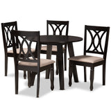 Millie Modern and Contemporary Fabric Upholstered Wood 5-Piece Dining Set