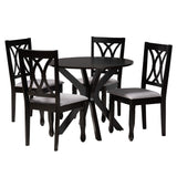 Maya Modern Fabric and Espresso Brown Finished Wood Dining Set