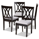 Baxton Studio Reneau Modern and Contemporary Gray Fabric Upholstered Espresso Brown Finished Wood Dining Chair Set of 4