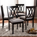 Baxton Studio Reneau Modern and Contemporary Gray Fabric Upholstered Espresso Brown Finished Wood Dining Chair Set of 4