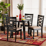 Baxton Studio Ruby Modern Beige Fabric and Dark Brown Finished Wood 5-Piece Dining Set