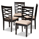 Lanier Modern and Contemporary Fabric Upholstered Espresso Brown Finished Wood Dining Chair Set of 4
