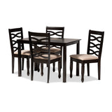 Lanier Modern Contemporary Upholstered Espresso Brown Finished 5-Piece Dining Set