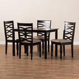 Baxton Studio Lanier Modern and Contemporary Sand Fabric Upholstered Espresso Brown Finished Wood 5-Piece Dining Set