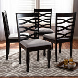 Baxton Studio Lanier Modern and Contemporary Gray Fabric Upholstered Espresso Brown Finished Wood Dining Chair Set of 4