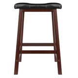 Winsome Wood Mona Cushion Saddle Seat Counter Stool, Black & Walnut 94064-WINSOMEWOOD