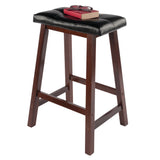 Winsome Wood Mona Cushion Saddle Seat Counter Stool, Black & Walnut 94064-WINSOMEWOOD