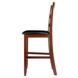 Winsome Wood Simone Cushion Ladder-back Seat Counter Stools, 2-Piece Set, Black & Walnut 94074-WINSOMEWOOD