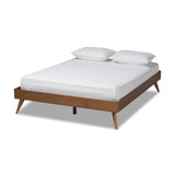 Lissette Mid-Century Modern Walnut Brown Finished Wood Queen Size Platform Bed Frame