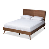 Zenon Mid-Century Modern Walnut Brown Finished Wood King Size Platform Bed