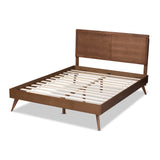 Baxton Studio Zenon Mid-Century Modern Walnut Brown Finished Wood King Size Platform Bed