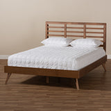 Baxton Studio Calisto Mid-Century Modern Walnut Brown Finished Wood Queen Size Platform Bed