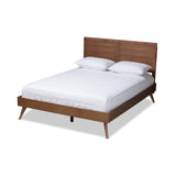Artemis Mid-Century Modern Walnut Brown Finished Wood Full Size Platform Bed