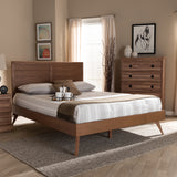 Baxton Studio Artemis Mid-Century Modern Walnut Brown Finished Wood King Size Platform Bed