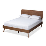 Demeter Mid-Century Modern Walnut Brown Finished Wood Full Size Platform Bed