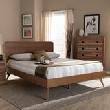 Baxton Studio Demeter Mid-Century Modern Walnut Brown Finished Wood King Size Platform Bed