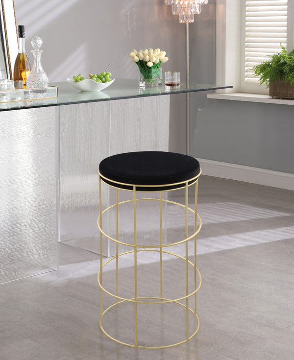 Rebar Velvet / Engineered Wood / Steel / Foam Contemporary Black Velvet Counter Stool - 14" W x 14" D x 26.5" H