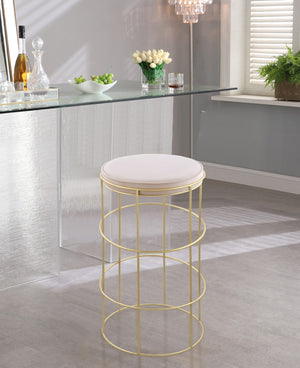 Rebar Velvet / Engineered Wood / Steel / Foam Contemporary Cream Velvet Counter Stool - 14" W x 14" D x 26.5" H