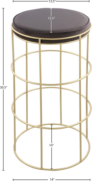 Rebar Velvet / Engineered Wood / Steel / Foam Contemporary Grey Velvet Counter Stool - 14" W x 14" D x 26.5" H