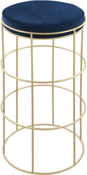 Rebar Velvet / Engineered Wood / Steel / Foam Contemporary Navy Velvet Counter Stool - 14" W x 14" D x 26.5" H