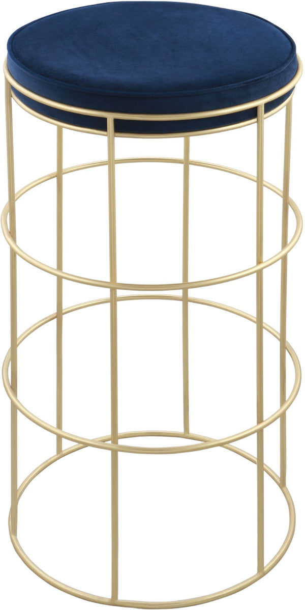 Rebar Velvet / Engineered Wood / Steel / Foam Contemporary Navy Velvet Counter Stool - 14" W x 14" D x 26.5" H