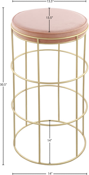 Rebar Velvet / Engineered Wood / Steel / Foam Contemporary Pink Velvet Counter Stool - 14" W x 14" D x 26.5" H