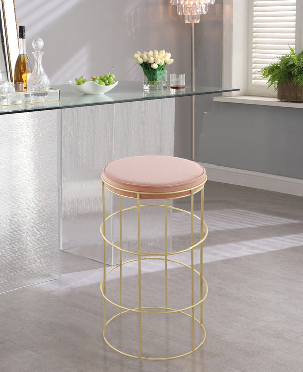 Rebar Velvet / Engineered Wood / Steel / Foam Contemporary Pink Velvet Counter Stool - 14" W x 14" D x 26.5" H