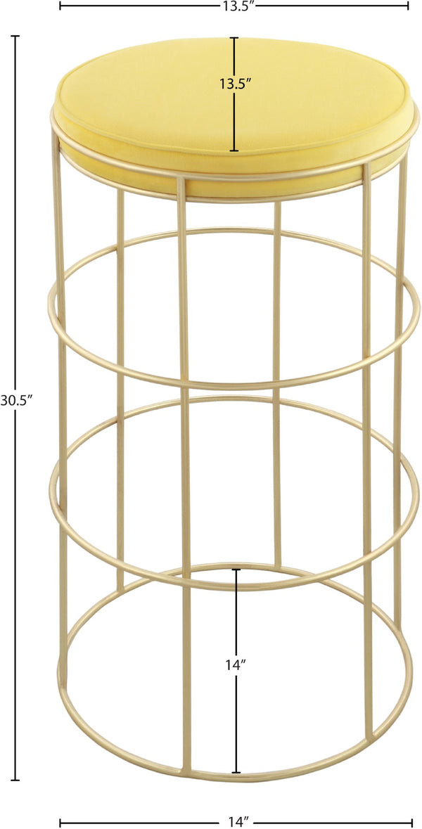 Rebar Velvet / Engineered Wood / Steel / Foam Contemporary Yellow Velvet Counter Stool - 14" W x 14" D x 26.5" H