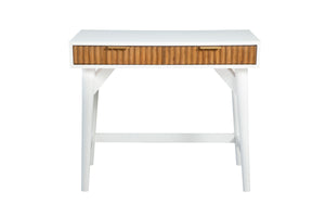 Larsen Mini Desk in White & Natural - Stylish Mahogany with Gold Hardware & Felt-Lined Drawers