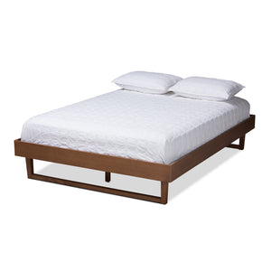 Baxton Studio Liliya Mid-Century Modern Walnut Brown Finished Wood Full Size Platform Bed Frame