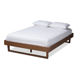 Liliya Mid-Century Modern Walnut Brown Finished Wood Queen Size Platform Bed Frame