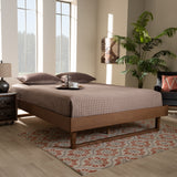 Baxton Studio Liliya Mid-Century Modern Walnut Brown Finished Wood Full Size Platform Bed Frame