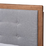 Baxton Studio Viviana Modern and Contemporary Light Grey Fabric Upholstered and Ash Walnut Finished Wood King Size Platform Bed