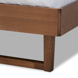 Baxton Studio Natalia Mid-Century Modern Dark Grey Fabric Upholstered and Ash Walnut Finished Wood Full Size Platform Bed