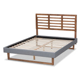 Baxton Studio Rina Modern and Contemporary Dark Grey Fabric Upholstered and Ash Walnut Brown Finished Wood King Size Platform Bed