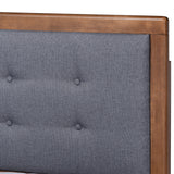 Baxton Studio Emele Modern Transitional Dark Grey Fabric Upholstered and Ash Walnut Brown Finished Wood Queen Size Platform Bed