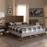 Eloise Rustic Modern Light Grey Fabric Upholstered and Ash Walnut Brown Finished Wood Queen Size Platform Bed