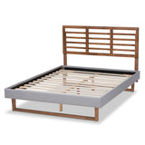 Baxton Studio Luciana Modern and Contemporary Light Grey Fabric Upholstered and Ash Walnut Brown Finished Wood King Size Platform Bed