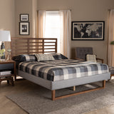 Baxton Studio Luciana Modern and Contemporary Light Grey Fabric Upholstered and Ash Walnut Brown Finished Wood King Size Platform Bed